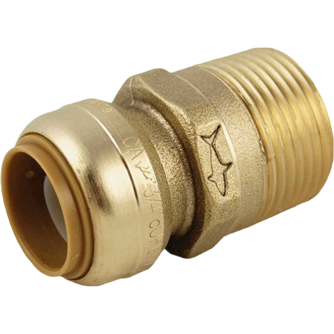 Brass push-to-connect plumbing adapter with male threaded end for pipes and fittings under $50 home improvement tool
