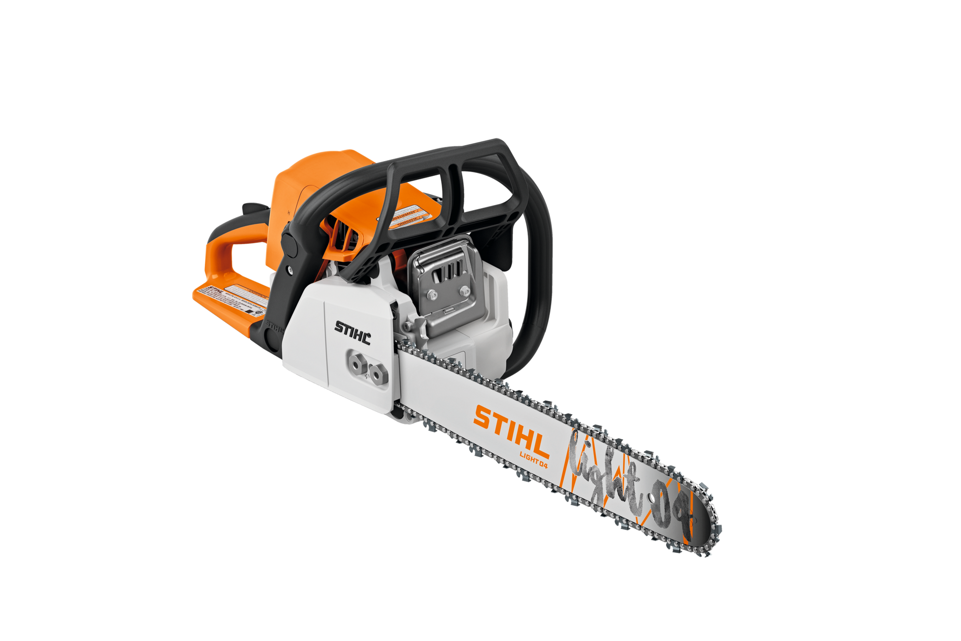 Compact orange and white gas chainsaw with 18-inch bar and ergonomic handle for efficient home improvement tasks