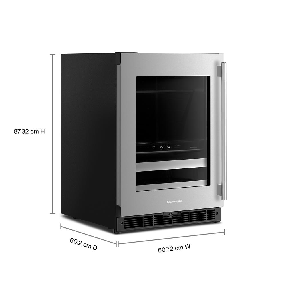 24" Beverage Center with Glass Door and Metal-Front Racks