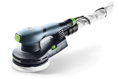 Corded random orbit sander with ergonomic grip and dust extraction for smoothing wood in home improvement tasks