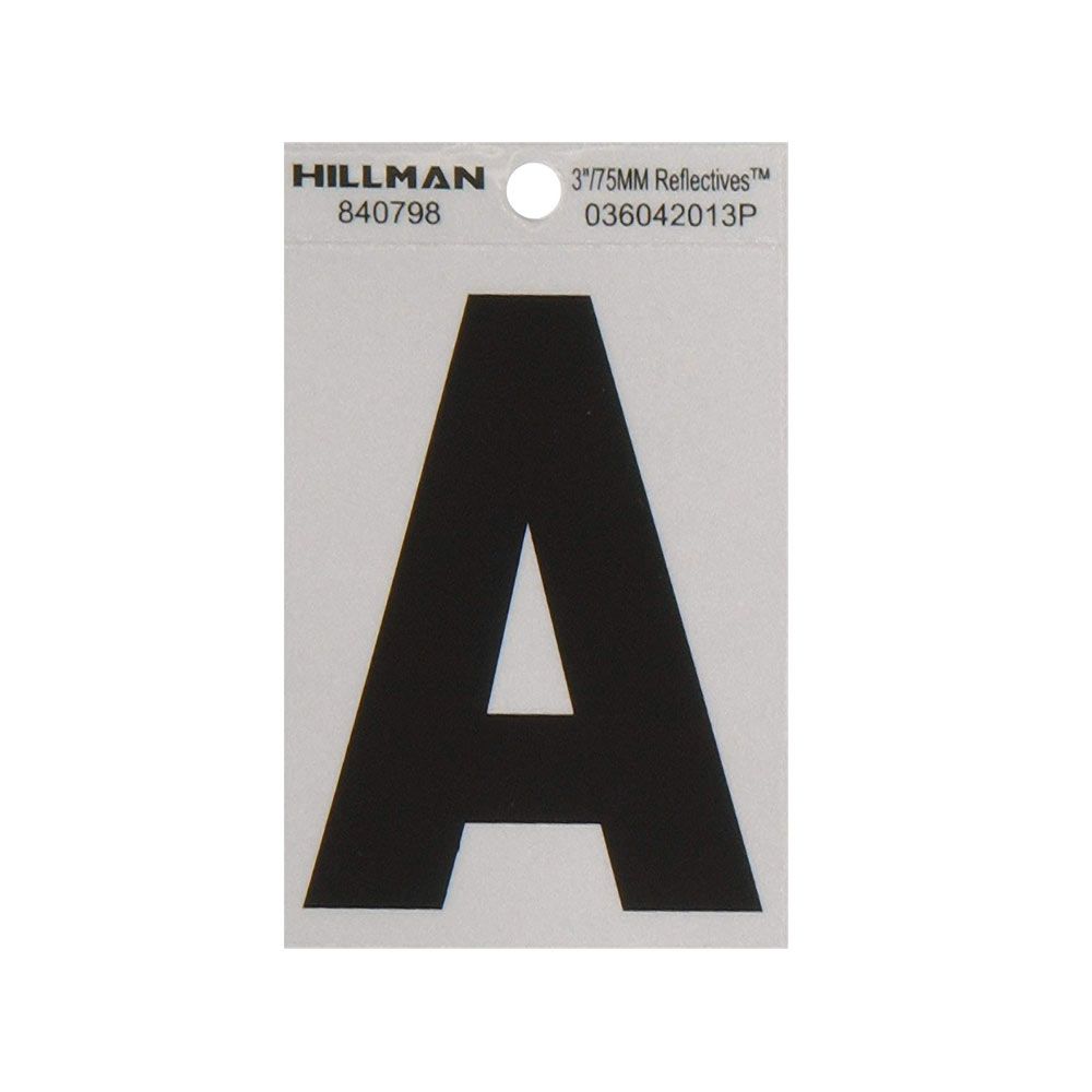 Black and silver reflective wide style letter A sticker for hardware and home improvement use under $50 collection