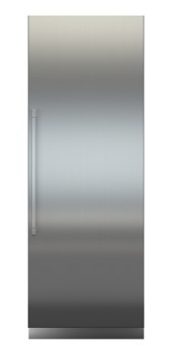 Stainless steel 54-inch built-in refrigerator door with modern flush design for kitchen appliances collection