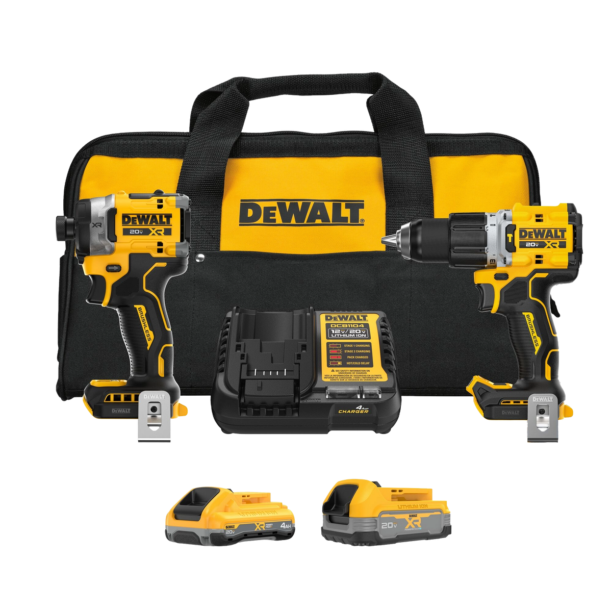 DEWALT 20V XR Li-Ion Cordless 2-Tool Combo Kit w/ 4.0 Ah and 1.7 Ah Batteries and Charger