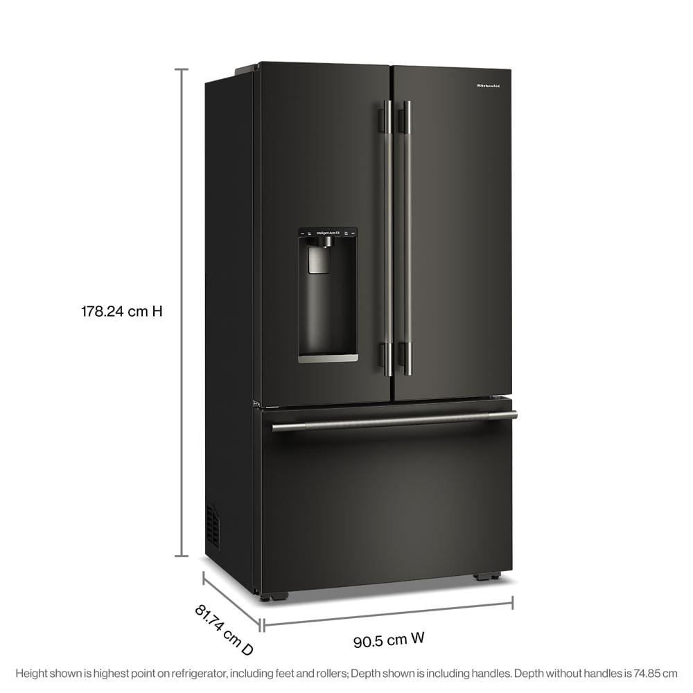 23 Cu. Ft. 36-Inch Counter-Depth French Door Refrigerator with Intelligent Auto Fill and Dual Ice in Black Ore