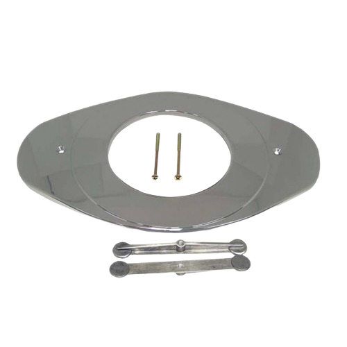 Chrome-finished single lever remodeling escutcheon plate with mounting screws and bracket for home improvement use