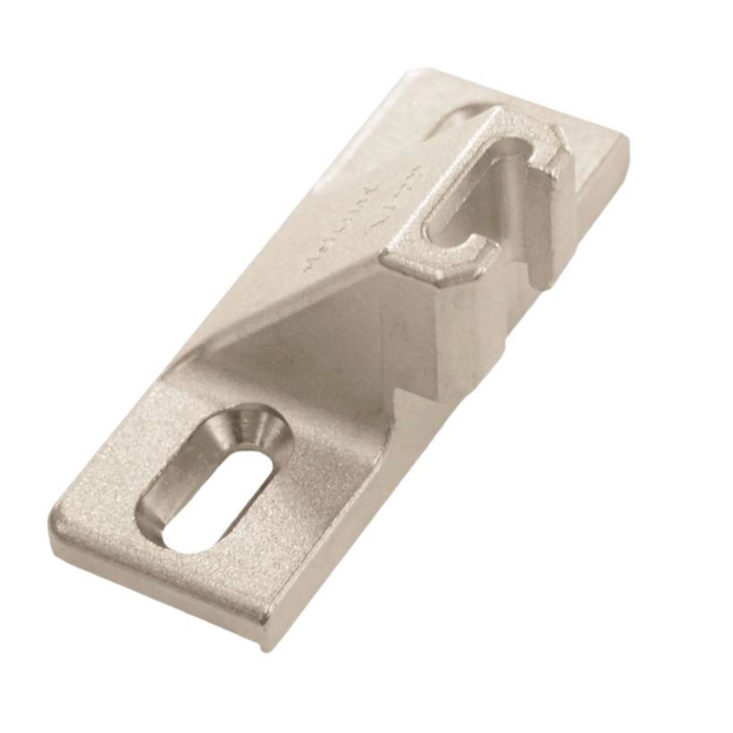 Compact metal mounting plate with adjustable slot, designed for home improvement and furniture installation tasks