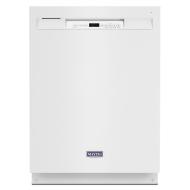 White front control dishwasher with dual power filtration for kitchen appliances and home improvement collections