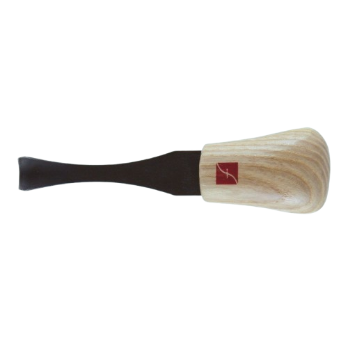 Small palm carving tool with wooden handle and curved blade for detailed woodworking projects and home improvement tasks