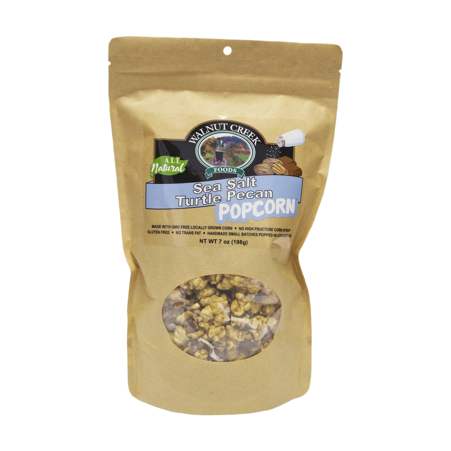 7 oz bag of all natural sea salt turtle pecan popcorn in food and beverage and chips & snacks collections