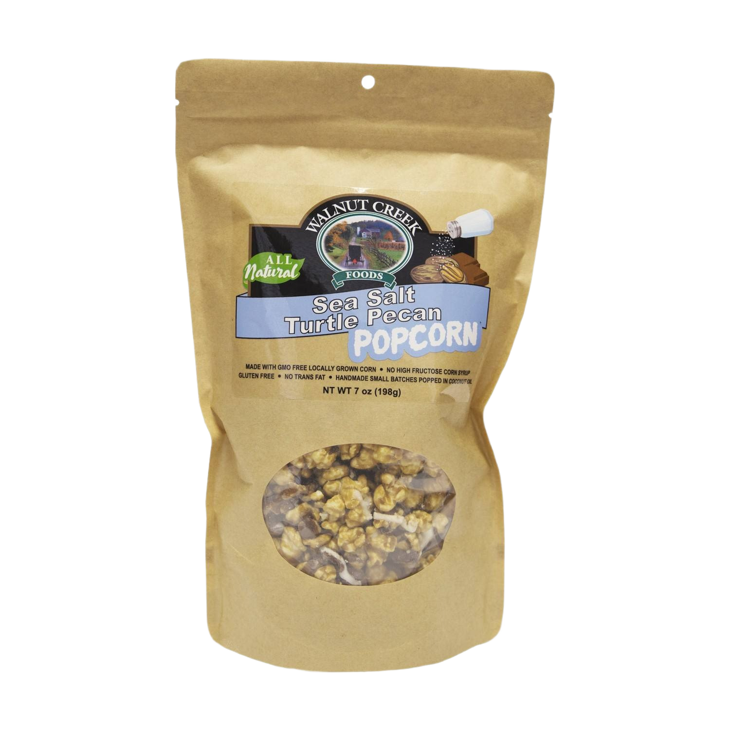 7 oz bag of all natural sea salt turtle pecan popcorn in food and beverage and chips & snacks collections