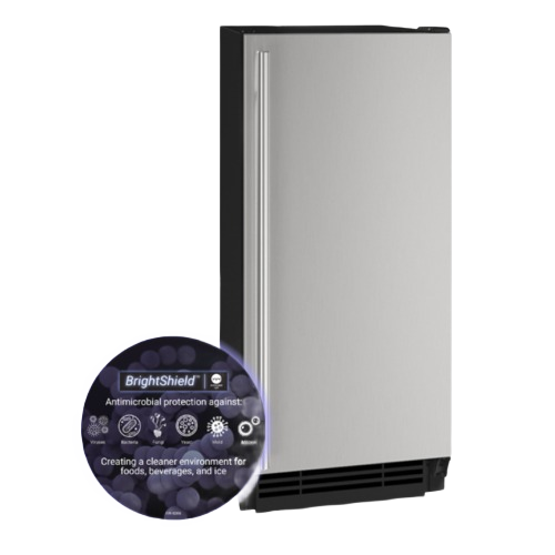 Stainless steel clear ice machine with antimicrobial BrightShield technology in kitchenware and appliances collection