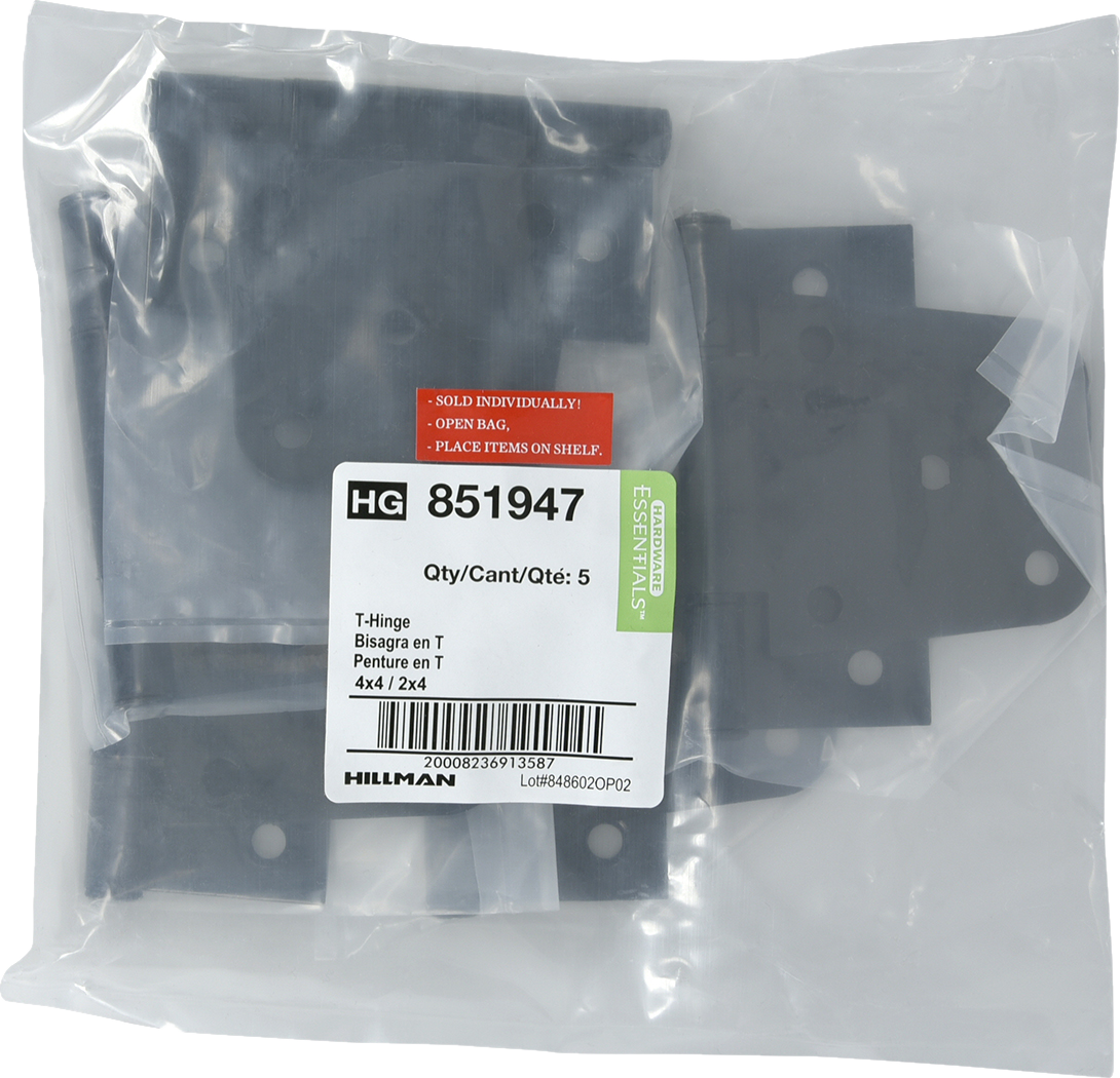 Hardware Essentials 3-1/2" Heavy Duty T-Hinge Black, 2-Pack