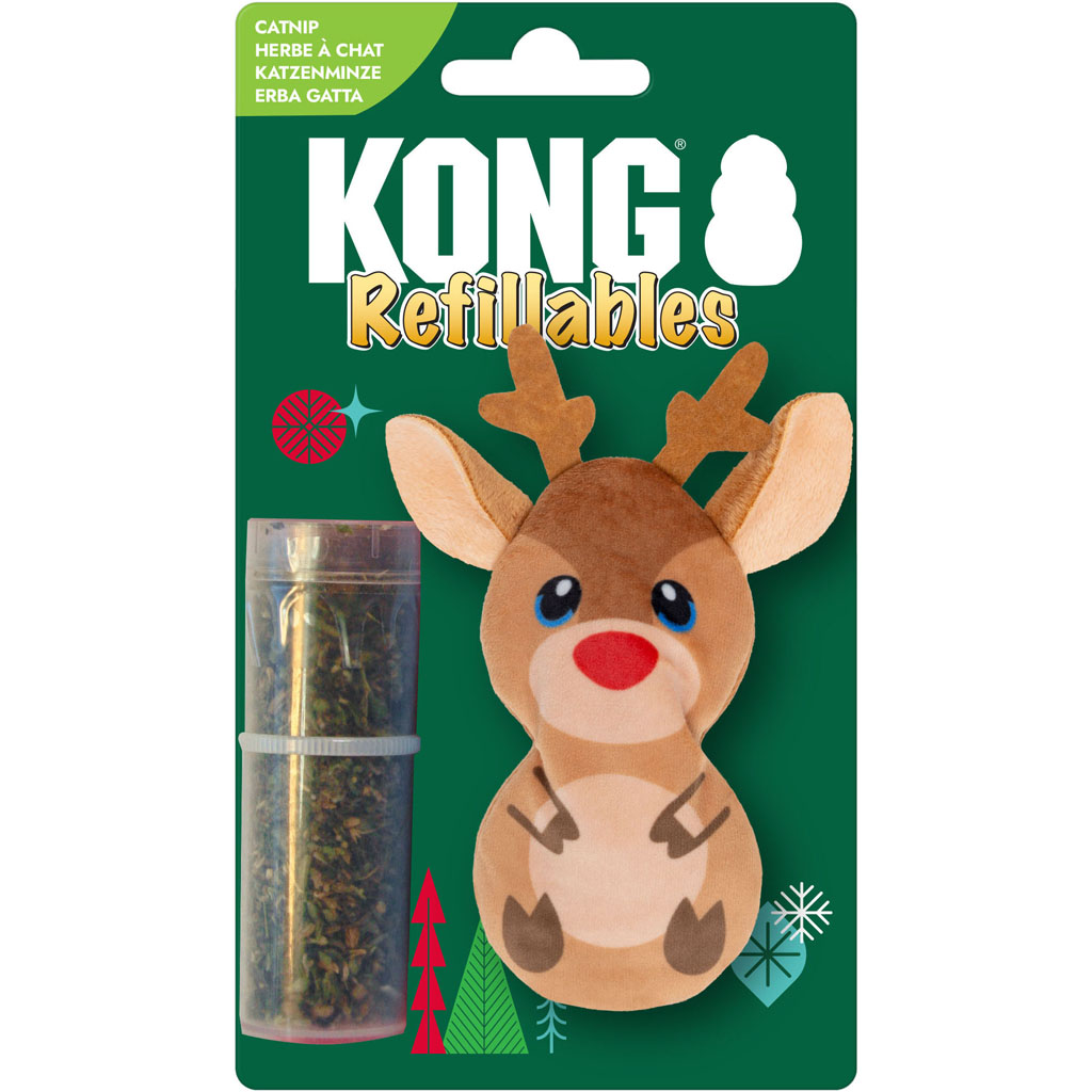 KONG Refillables Reindeer Catnip Christmas Cat Toy