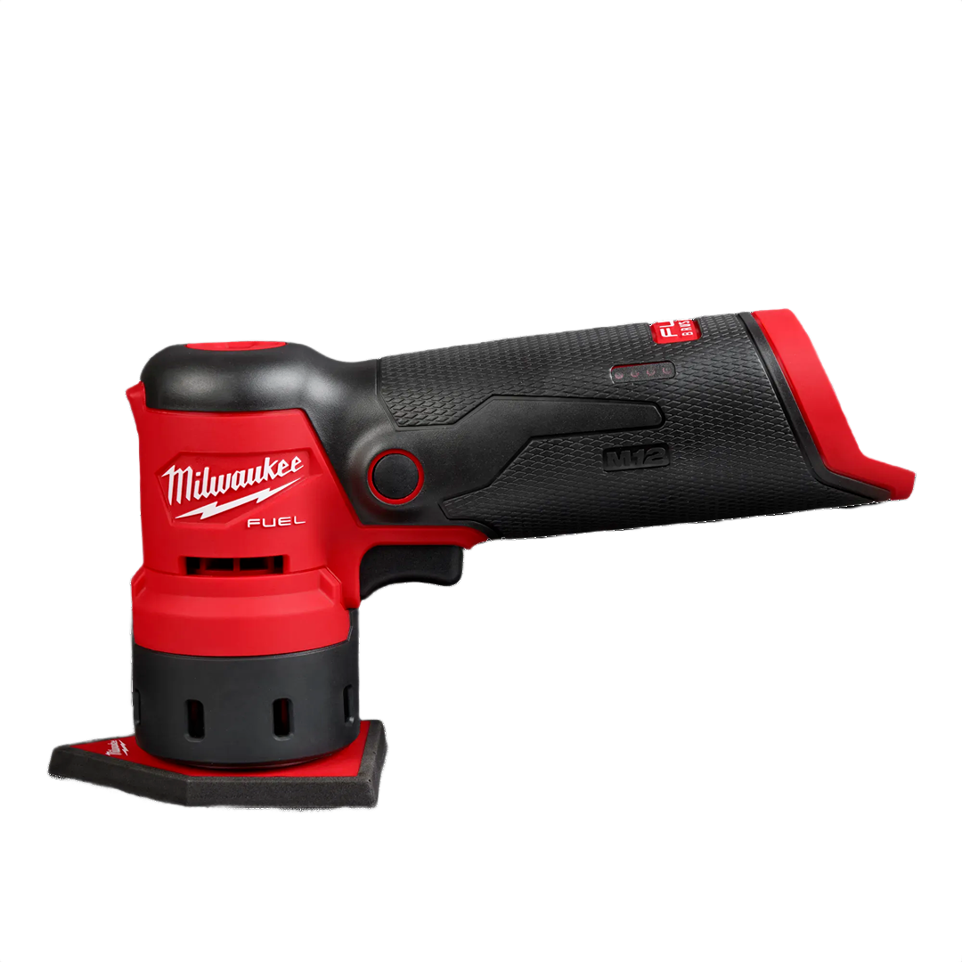 Red and black cordless detail sander with ergonomic grip for precise sanding in tools and home improvement tasks