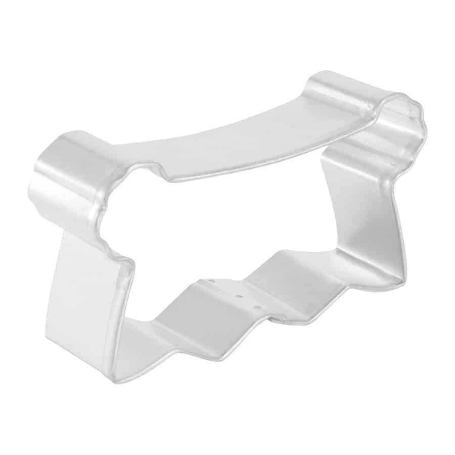 Tinplated steel cookie cutter shaped like a banner for creative baking in kitchenware and bakeware collections under 50 dollars