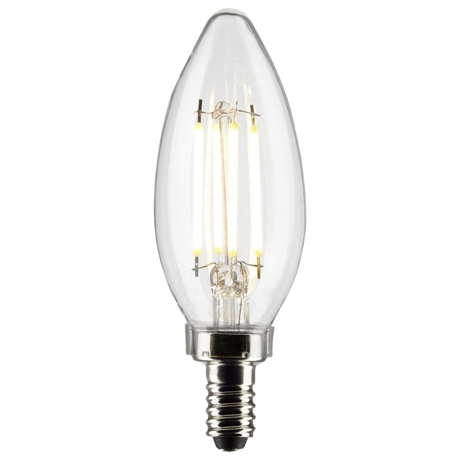 Clear B11 LED bulb with candelabra base, natural light for energy-efficient home improvement and lighting accessories under $50.