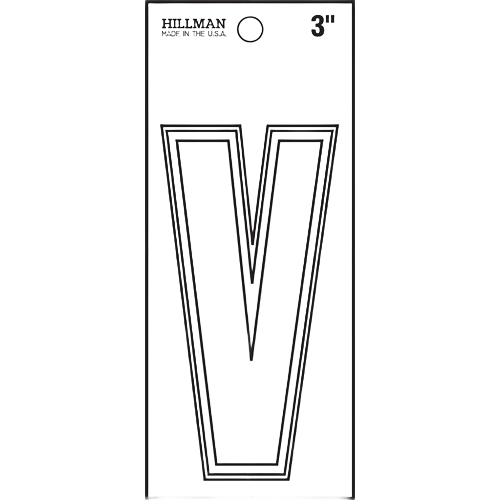 White matte die cut vinyl letter V sticker with thin outline for home improvement and labeling projects