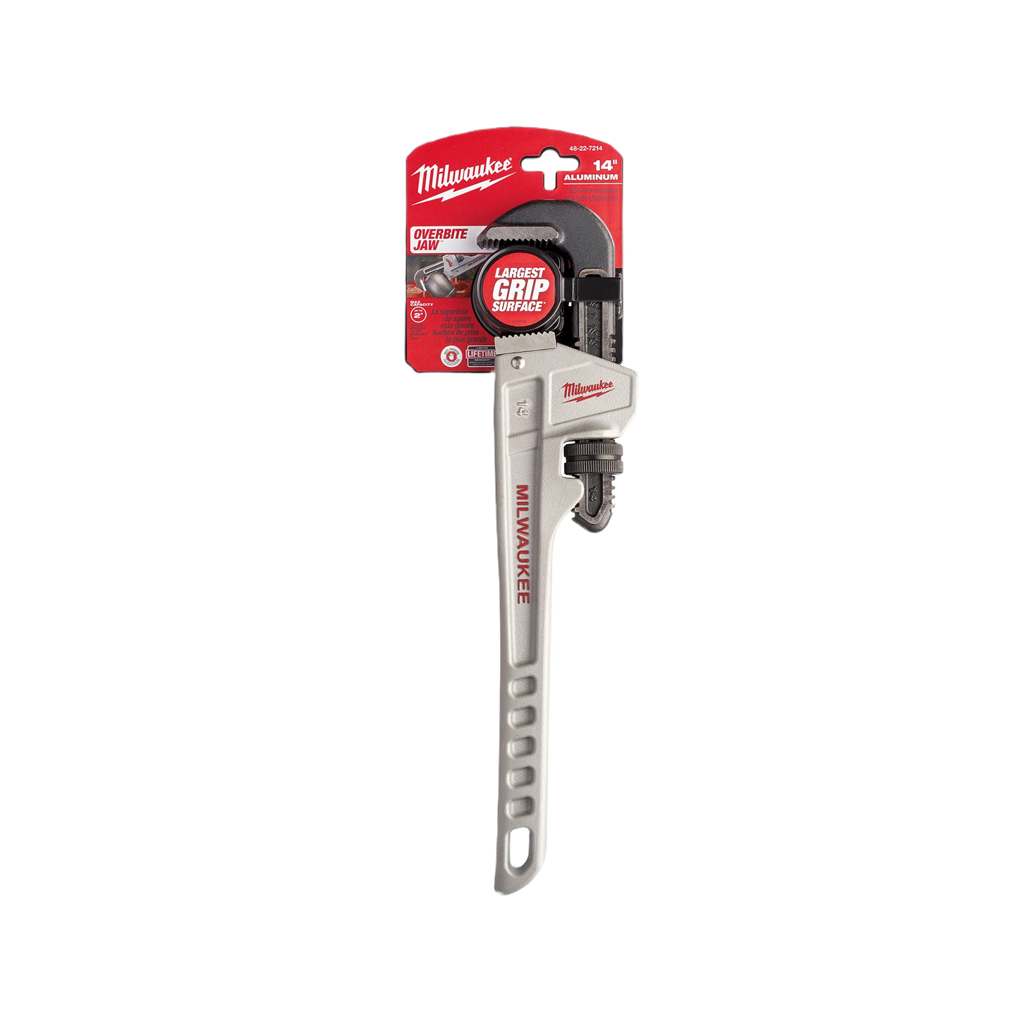 14-inch aluminum pipe wrench with oversized jaw for enhanced grip in tools and home improvement tasks
