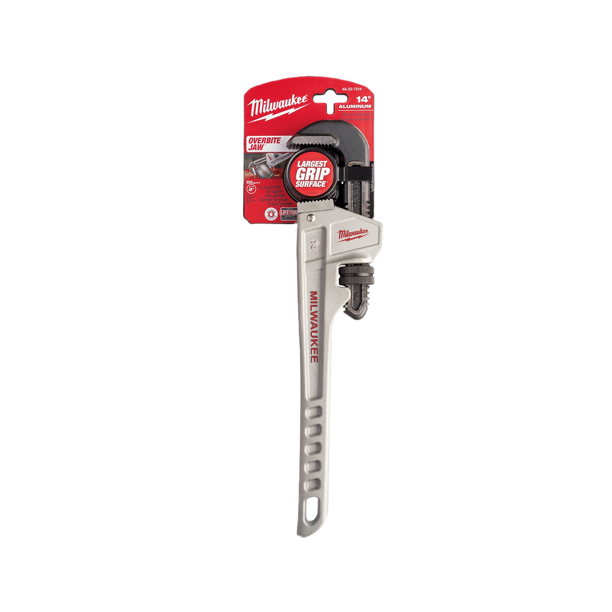 14-inch aluminum pipe wrench with oversized jaw for enhanced grip in tools and home improvement tasks