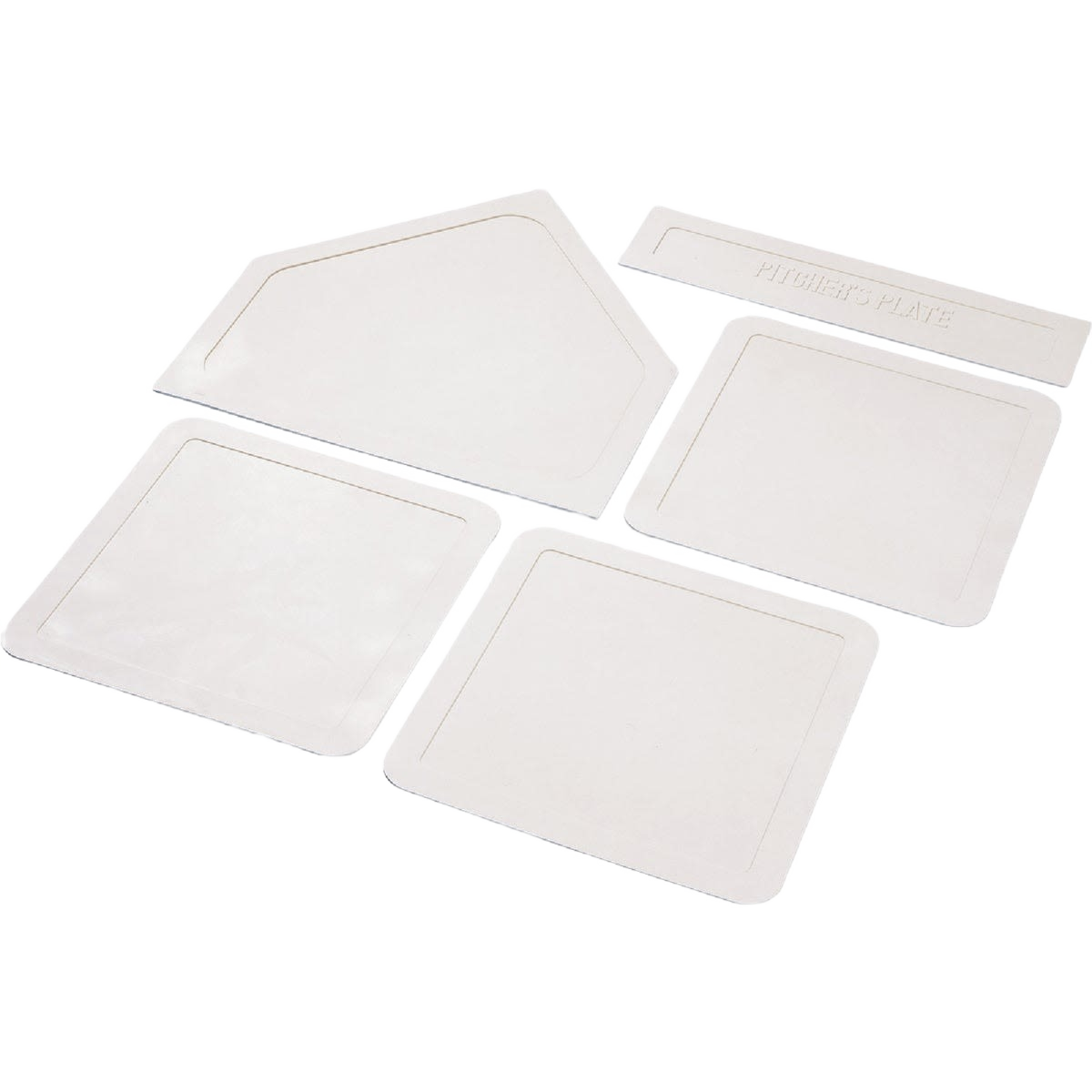 Set of white durable rubber baseball bases including home plate for outdoor games and toys collections under $50