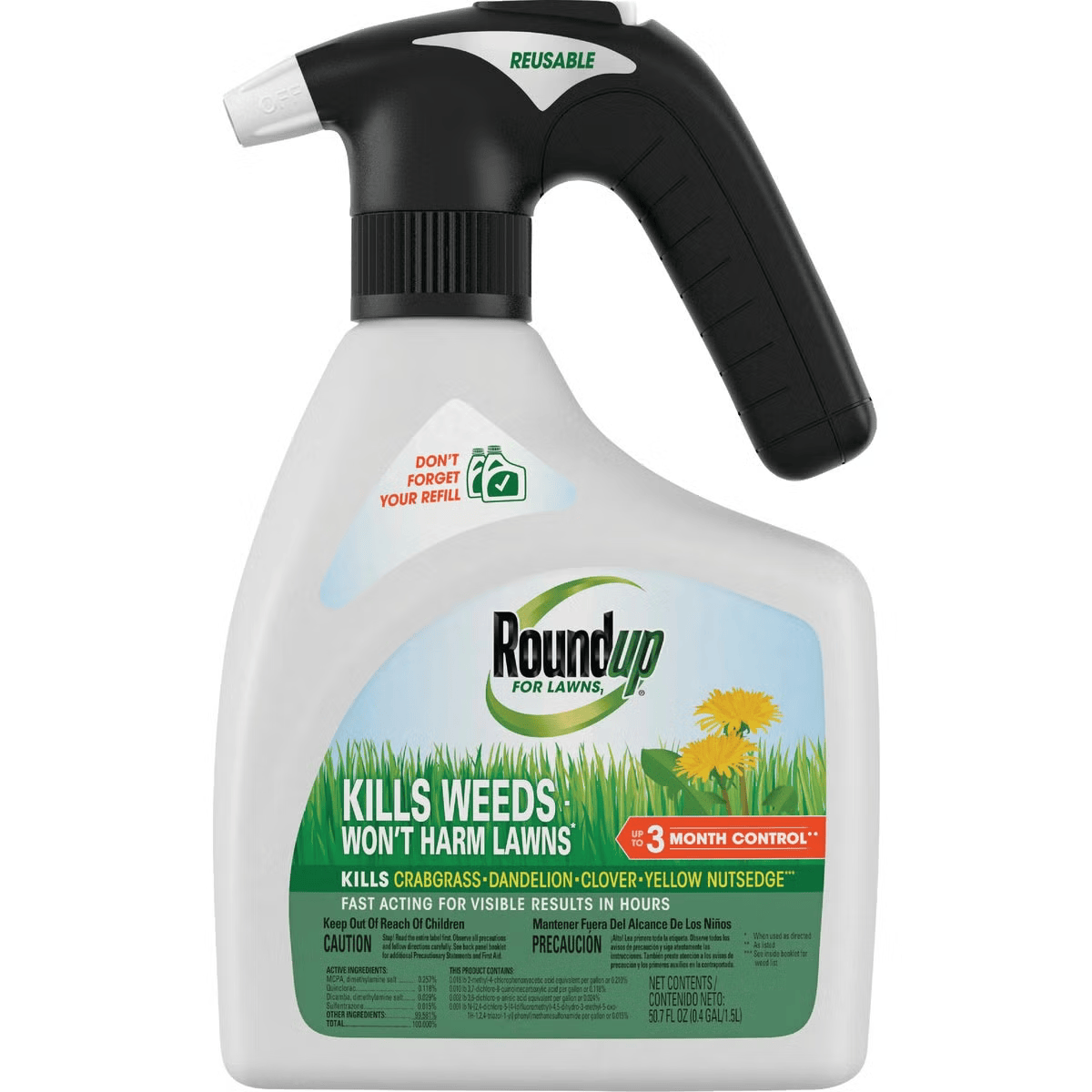 Roundup 1.5L Ready To Use Quickhand Northern Weed & Grass Killer