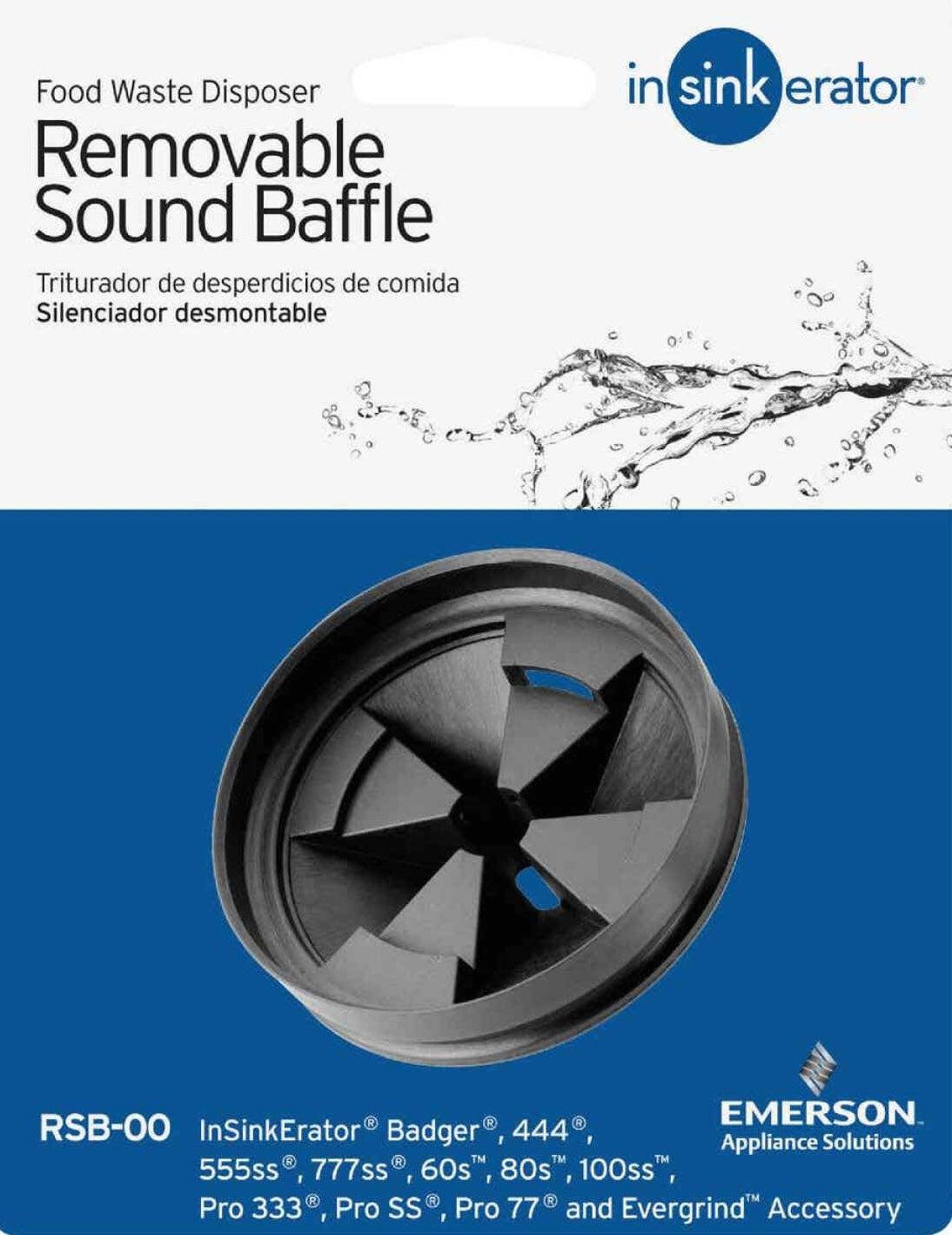 Black universal removable sound baffle for food waste disposers in plumbing parts and home improvement tools under $50 collections