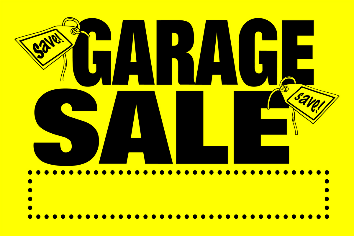 Hillman Garage Sale Sign Yellow and Black (8" x 12")