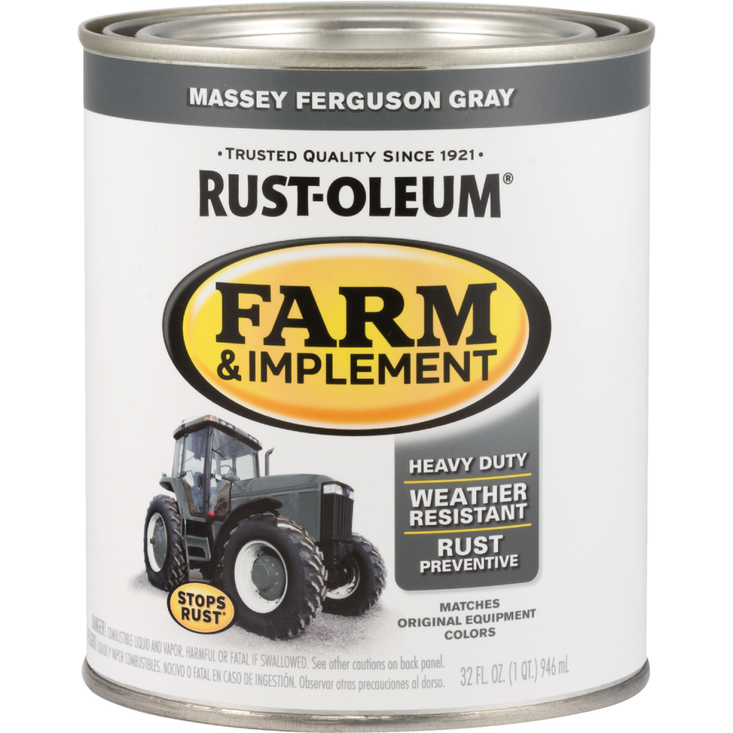 Rust-Oleum Farm & Implement gray paint quart for farm equipment with weather resistance and rust prevention under $50 at Hartville Hardware