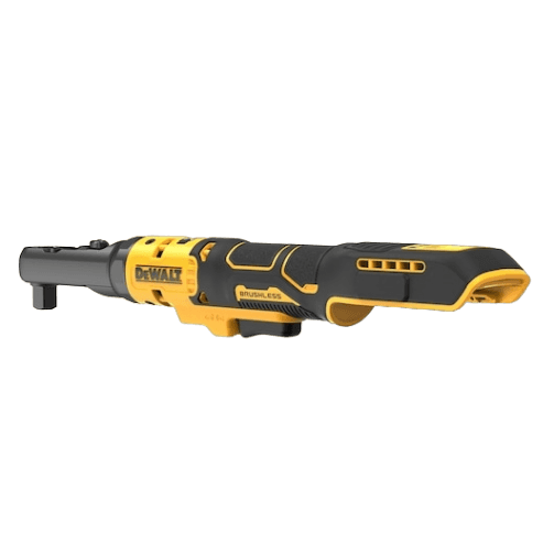 Cordless sealed head ratchet with brushless motor in yellow and black from Dewalt hand and woodworking tools collection