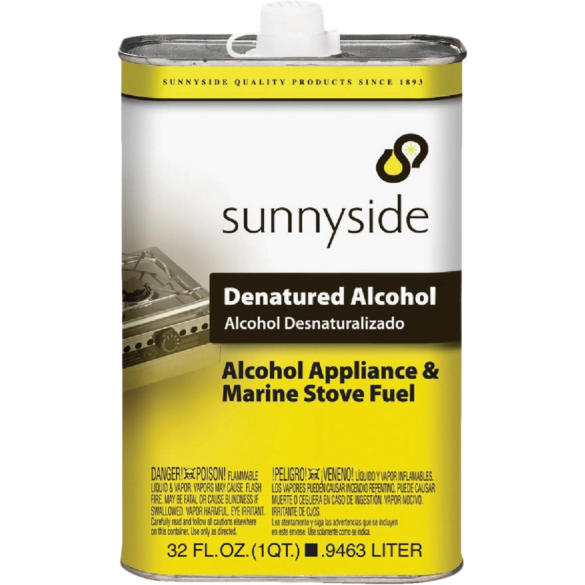 One-quart container of Sunnyside denatured alcohol for paint thinning and cleaning tools in Paint & Supplies under $50 collection
