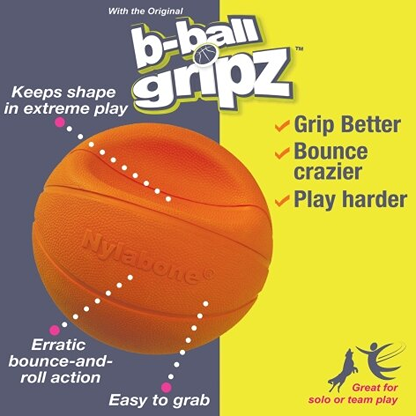 Orange textured ball-shaped dog toy with grip features for interactive play in pet and dog toy collections