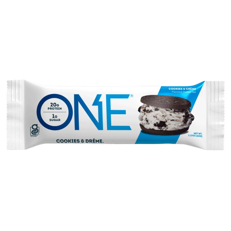Cookies and creme protein bar with 20g protein and 1g sugar, part of Chocolates & Candies under $50 collection