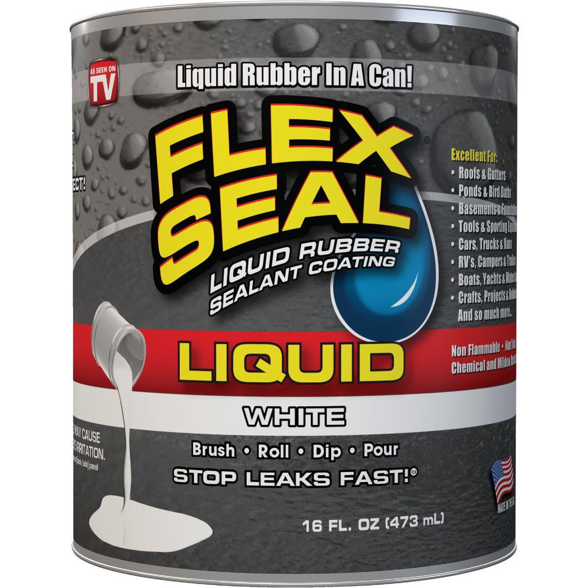 Can of white liquid rubber sealant coating for sealing leaks in Staines, Sealers & Finishes and Paint & Supplies collections
