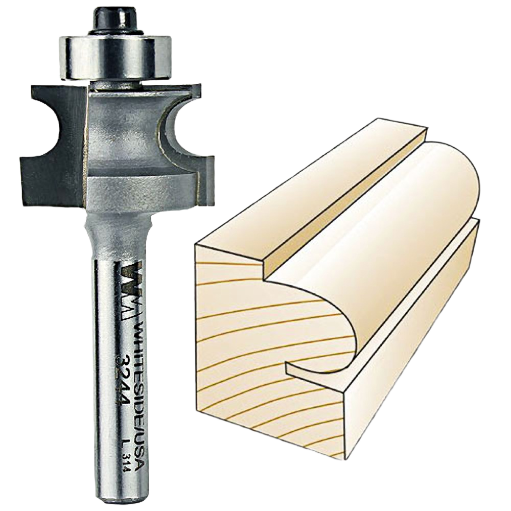 Router bit with carbide edge for decorative woodworking beads on trim and molding in power tool accessories collection