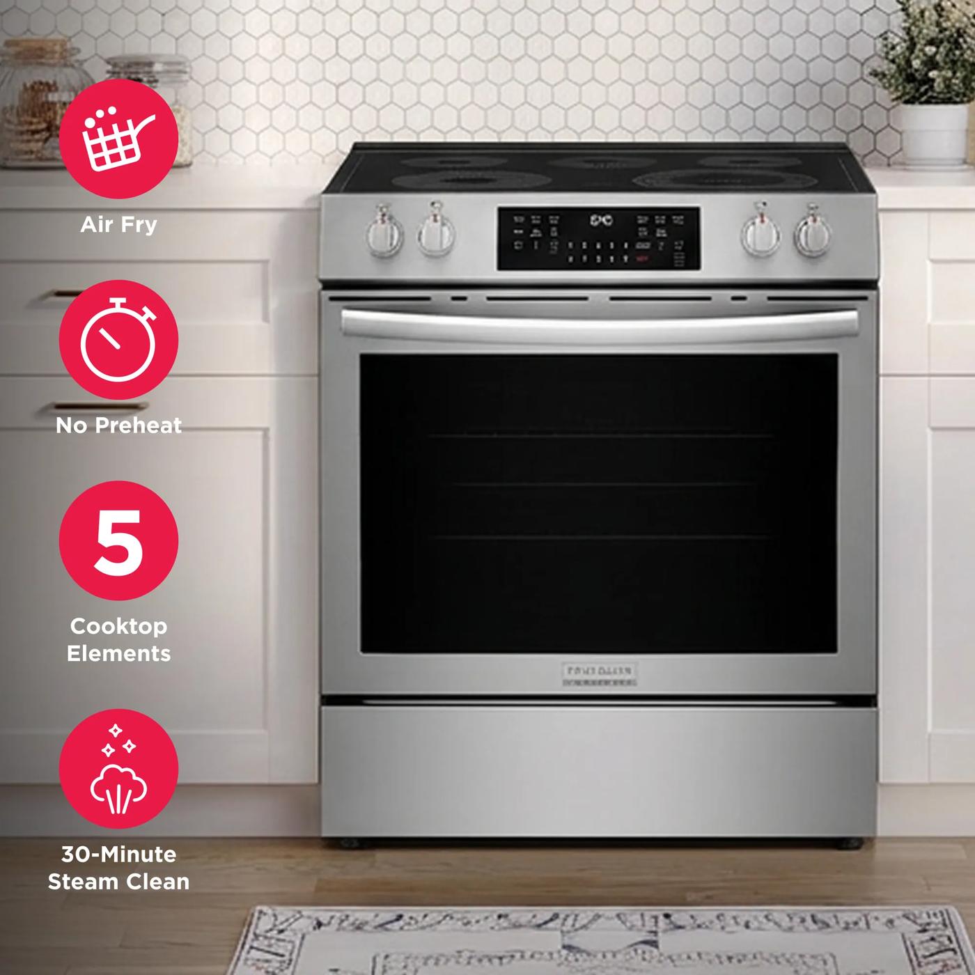 30" Front Control Electric Range with Total Convection