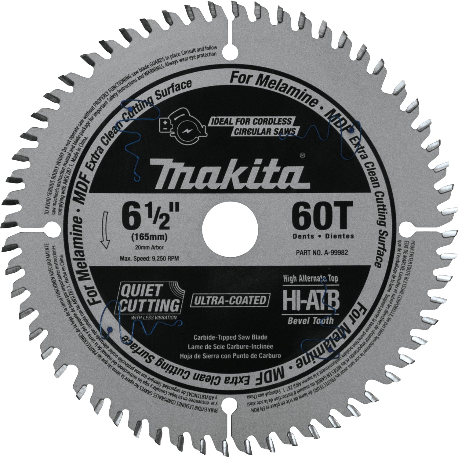Plunge saw blade with 60 carbide-tipped teeth for clean cuts on melamine and MDF in woodworking tool accessories collections