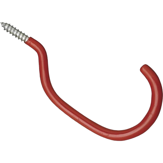 Vinyl coated steel screw-in hook designed for hanging bicycles and storage items in home organization.