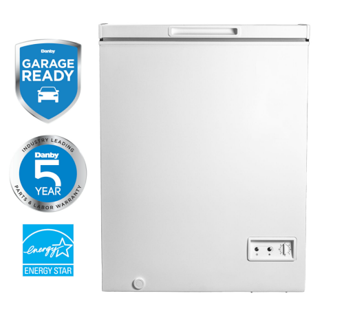 5 Cuft Chest Freezer, 1 Basket, Up Front Temp Control, 5 Yr Warranty