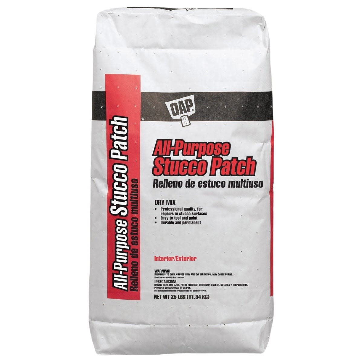 25-pound bag of multipurpose stucco patch for interior and exterior home repair and improvement projects