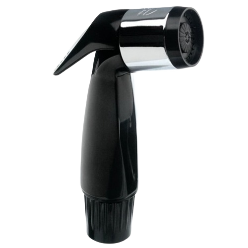 Black kitchen side spray with chrome accent for versatile water control in home improvement projects