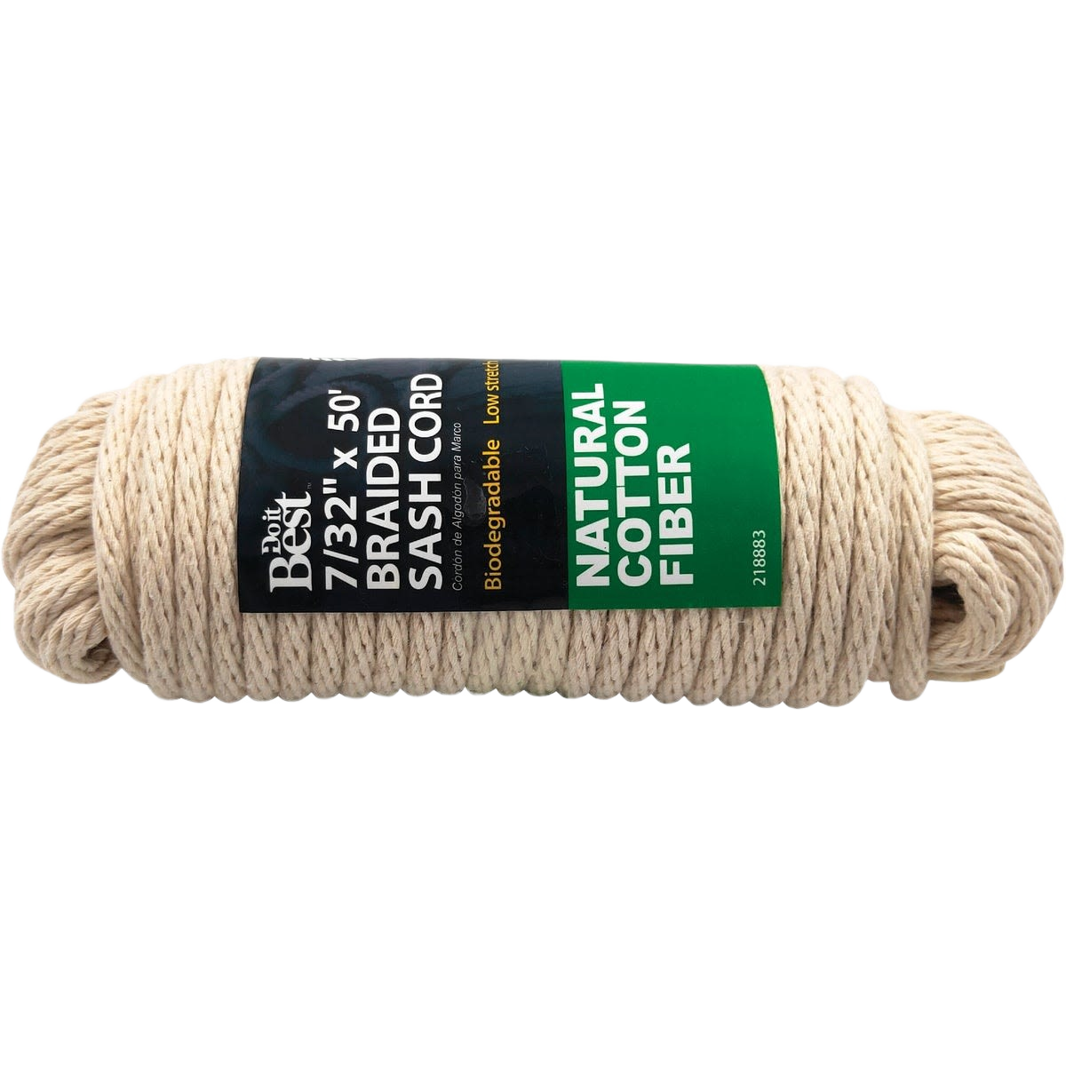 Coiled white braided cotton sash cord made from natural fiber for home improvement and craft projects