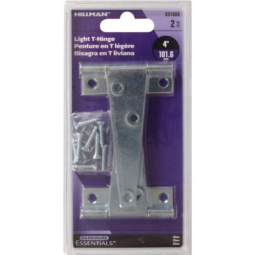 Zinc-plated light T-hinge with mounting screws for home improvement and hardware projects under $50 collections