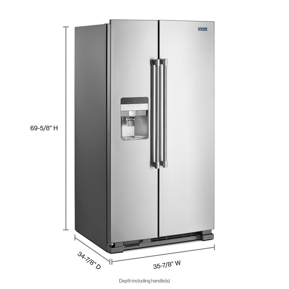 36-Inch Wide Side-by-Side Refrigerator with Exterior Ice and Water Dispenser - 25 Cu. Ft.