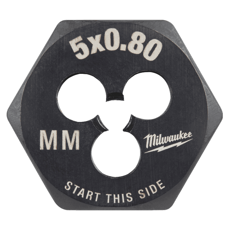 Hexagonal metric threading die tool with laser-etched sizing for precise thread cutting in tool accessories collections under $50