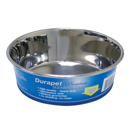 Durapet 2 quart stainless steel pet bowl with heavy-duty design, dishwasher safe, and non-skid base in pet collections under $50