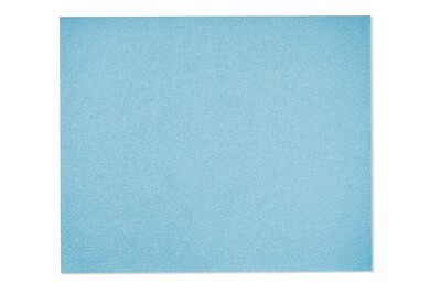 Light blue abrasive sanding sheet for hand sanding in tools and home improvement projects