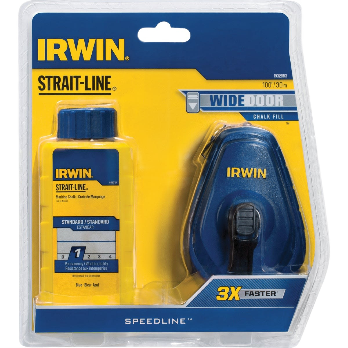 Irwin blue chalk line reel with wide door refill bottle for woodworking and measuring tools under 50 dollars