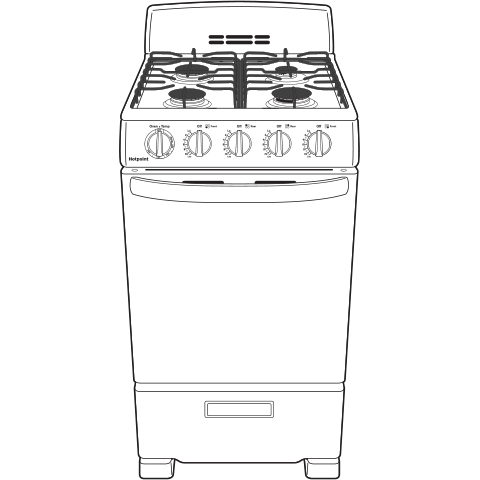 Compact front-control gas range with four sealed burners, ideal for kitchen and home improvement projects.