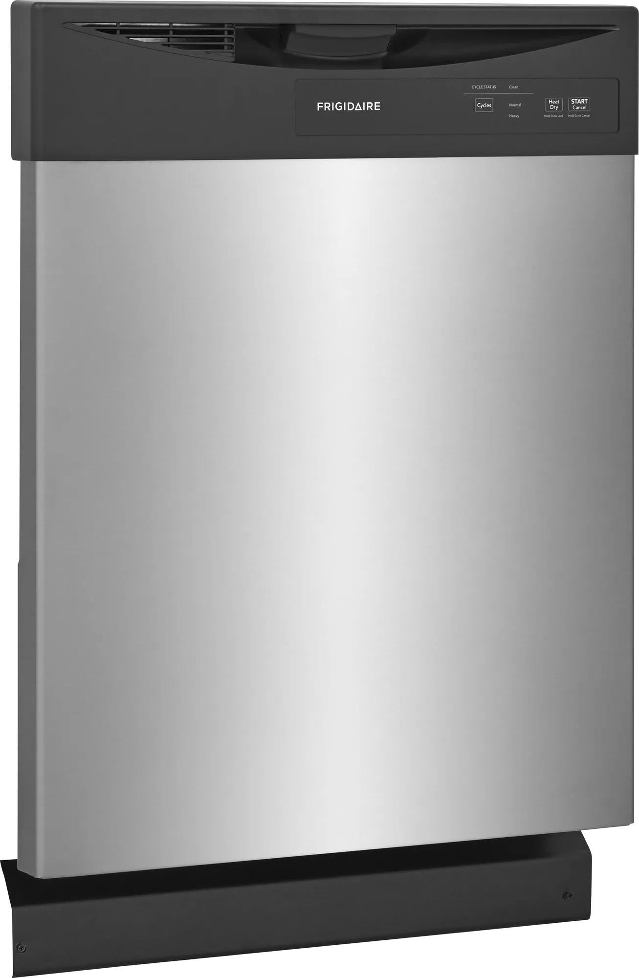 Stainless steel built-in dishwasher with black top control panel for kitchen and home appliance use