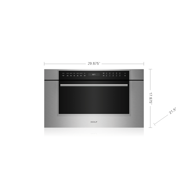 Stainless steel Wolf 30" transitional speed oven with digital controls for built-in microwaves and kitchen appliances collections